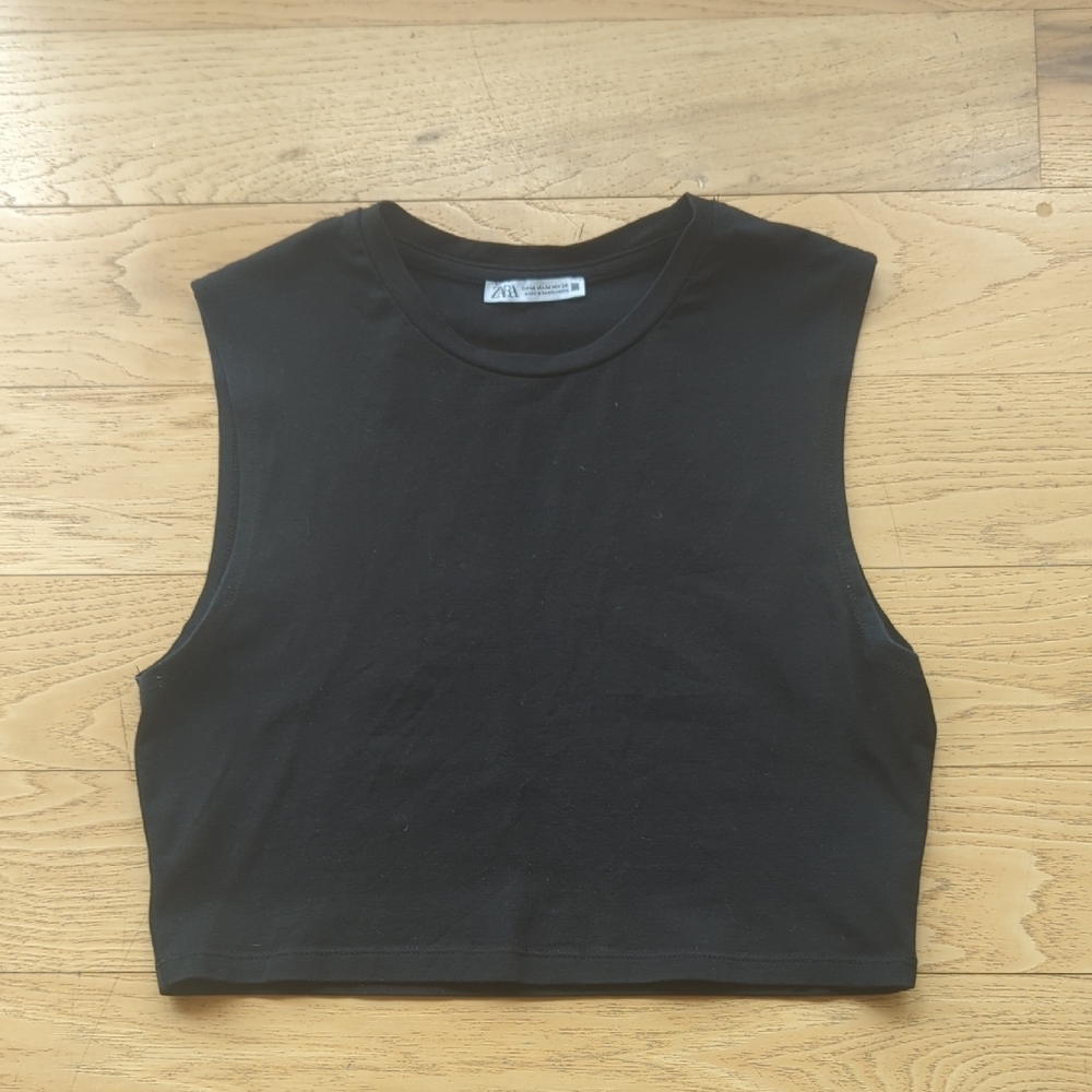 Zara Black Sleeveless Crop Top